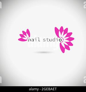 Logo manicure studio. Lotus flower. Vector illustration Stock Vector