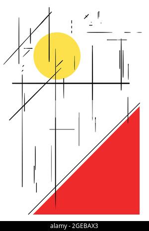 Retro abstract geometric background. The poster with the flat figures. Vector illustration. Stock Vector