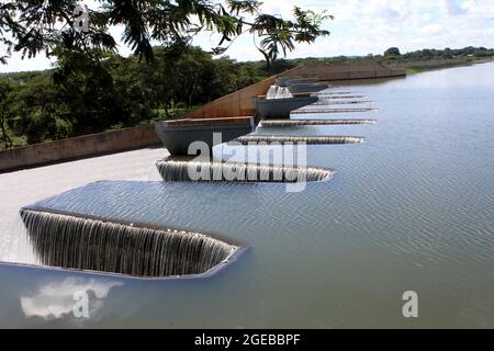 The Lilongwe river as seen at Kamuzu Viewing area II. Lilongwe, Malawi. Stock Photo