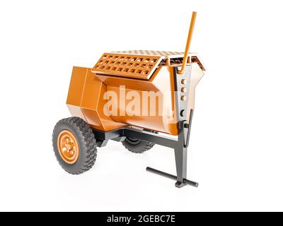 3d rendering of orange mortar mixer on white background Stock Photo