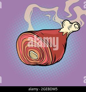 Fried meat knuckle. Restaurant dish and grilled food Stock Vector