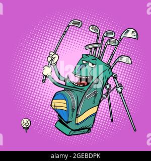 golf bag funny character, clubs and sports equipment, golf club Stock Vector