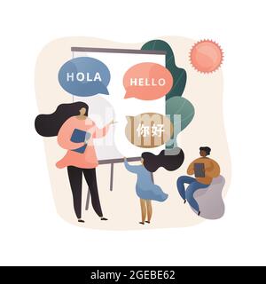 Language learning camp abstract concept vector illustration. Stock Vector