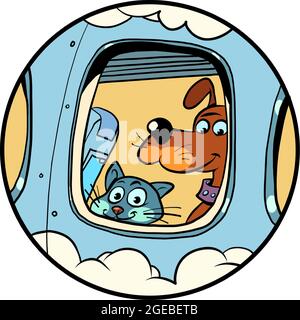 pet friendly plane. Departure from the airport animals on board. Travel and tourism Stock Vector