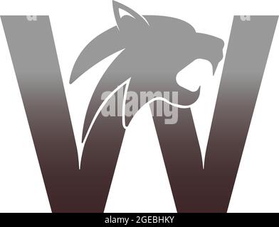 Letter W with panther head icon logo vector template Stock Vector
