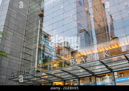 New York, NY, US - August 15, 2021: Deutsche Bank office in New York, a German multinational investment bank and financial services company known as t Stock Photo