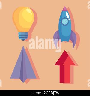 unique concept four icons Stock Vector