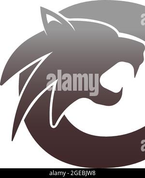 Letter C with panther head icon logo vector template Stock Vector