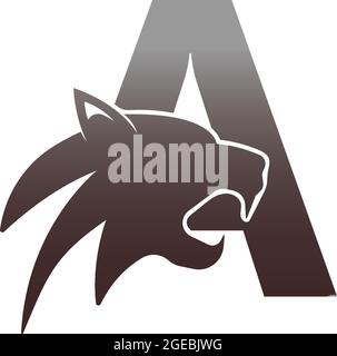 Letter A with panther head icon logo vector template Stock Vector