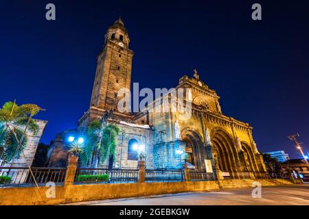 Manila Cathedral or Cathedral of the Immaculate Conception in Intramuros area of Manila city in Philippines Stock Photo