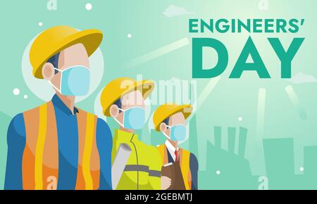 group of engineer celebrating engineers day Stock Vector