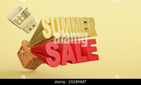 empty shopping basket plastic  shop with wording summer sale 3d rendering . Stock Photo