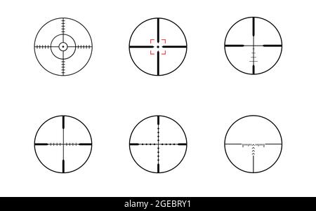 modern sniper rifles crosshair optical sights Stock Vector