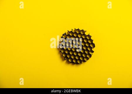 a cellular flash attachment on a yellow background.photo equipment Stock Photo