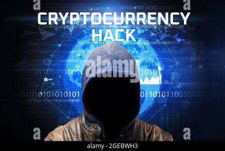 Faceless hacker at work, security concept Stock Photo