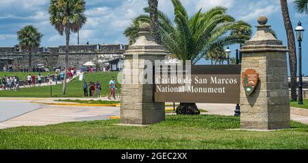 Castillo de San Marcos National Monument, site of the oldest masonry fort in the United States, built in the 17th century in St. Augustine, Florida. Stock Photo