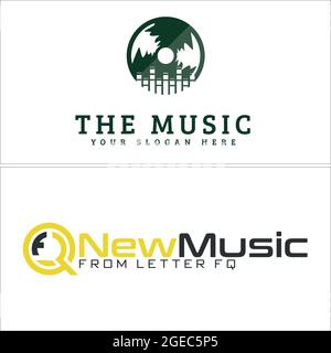 Industry music with icon tone disc logo Stock Vector