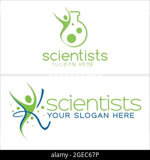 Pharmaceutical laboratory with people and test tube logo Stock Vector