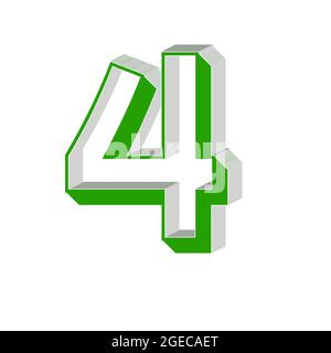 Number letter 4 colorful 3D abstract beautiful white background Stock Photo