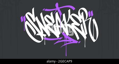 Abstract Hip Hop Hand Written Urban Street Art Graffiti Style Word Sneaker Vector Illustration Art Stock Vector