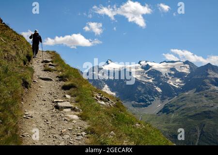 Lungo il sentiero balcone tra il col de l'Iseran e il Refuge du Carrò nelle alpi Cozie francesi Stock Photo