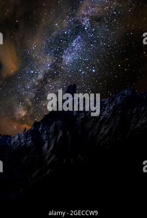 Milky Way on Italian Alps Stock Photo