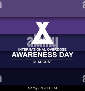 International Overdose Awareness Day paper cut background vector. vector illustration for web and printing isolated on purple color Stock Vector