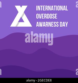 International Overdose Awareness Day template background. vector illustration for web and printing isolated on purple palette. Stock Vector