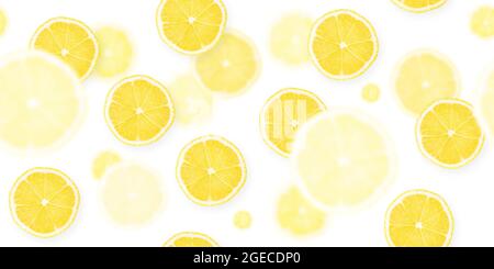 Citrus seamless pattern. Lemon slices isolated on white. Flat background texture Stock Photo