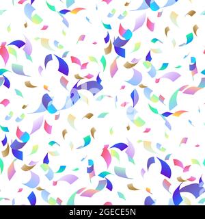 Seamless pattern of falling festive multi colored ribbon. Bright festive tinsel isolated on white background. Design for Birthday Celebration, New Yea Stock Vector