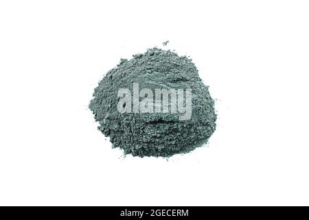 Dry blue cosmetic clay isolated on white background. Heap of organic blue cosmetic clay. Stock Photo