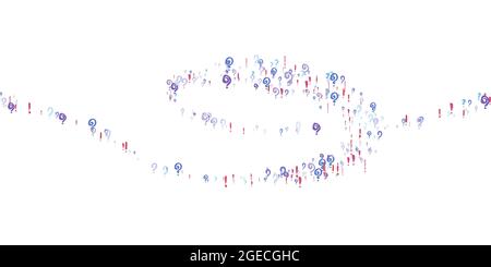 Seamless pattern of question, xclamation marks scattered. Doodle punctuation marks in grunge texture style. Colorful poll template. Design for query b Stock Vector