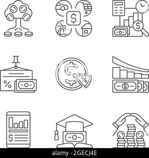 Finance linear icons set Stock Vector