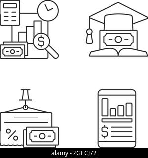 Investment linear icons set Stock Vector