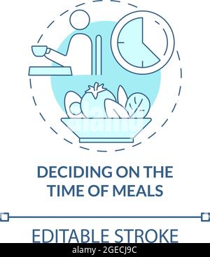 Deciding on time of meals blue concept icon Stock Vector