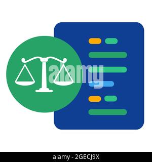 algorithm making decision thinking analyzing consider make judgement concept of code in law Stock Vector
