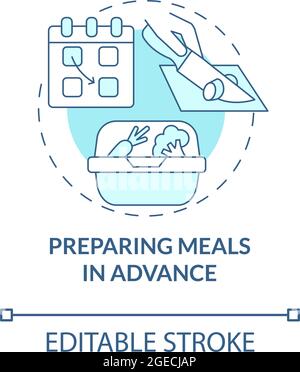 Preparing meals in advance blue concept icon Stock Vector