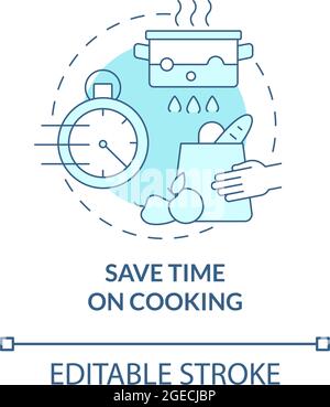 Save time on cooking blue concept icon Stock Vector