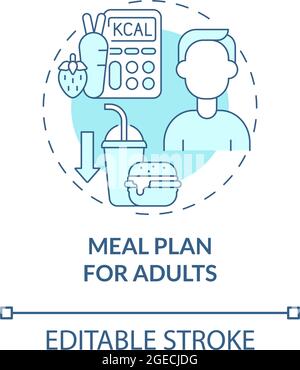 Meal plan for adults blue concept icon Stock Vector
