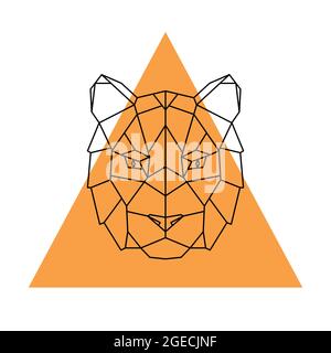 Geometric head tiger. Wild animal. Vector illustration. Stock Vector