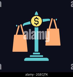 Comparison shopping RGB color icon for dark theme Stock Vector