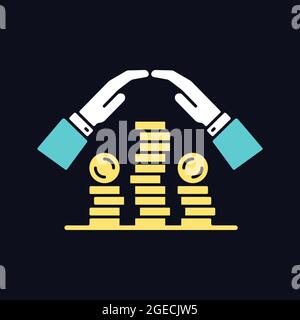 Savings RGB color icon for dark theme Stock Vector