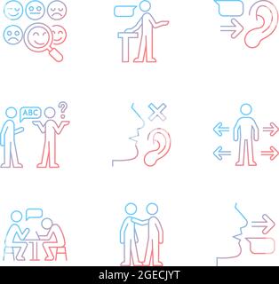 Effective communication gradient linear vector icons set Stock Vector