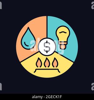 Paying bills RGB color icon for dark theme Stock Vector