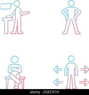 Communication skills gradient linear vector icons set Stock Vector