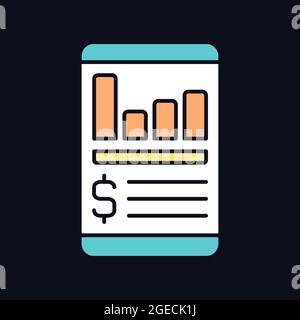 Expense tracker app RGB color icon for dark theme Stock Vector