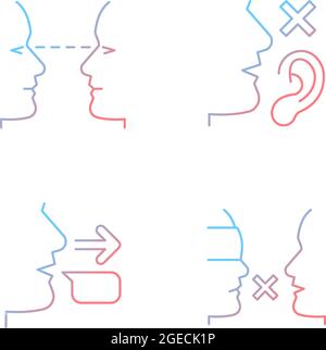 Improve everyday communication gradient linear vector icons set Stock Vector