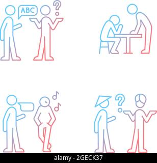 Communicating information effectively gradient linear vector icons set Stock Vector
