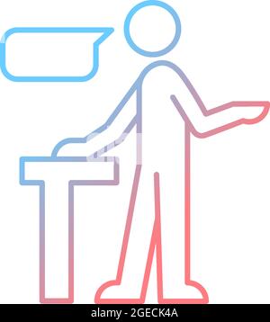 Confident speaking gradient linear vector icon Stock Vector