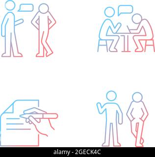 Understanding in communication gradient linear vector icons set Stock Vector